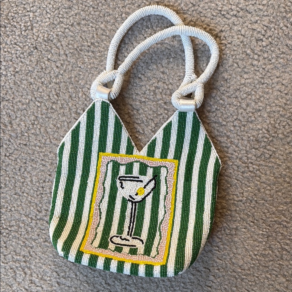 Green and White Striped Martini Bag